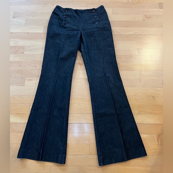 Size 4 Tall | Wide Leg Sailor Side Zip Jeans | Kenneth Cole Reaction | Charcoal - Picture 6 of 15